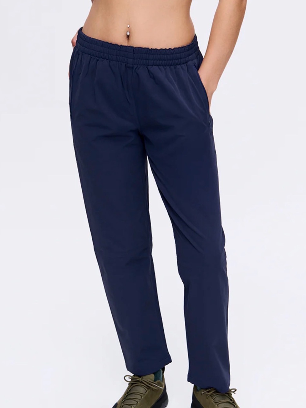 Outdoor Voices RecTrek 26" Pant Athletic Navy Elastic Waist Straight-Leg Size XS